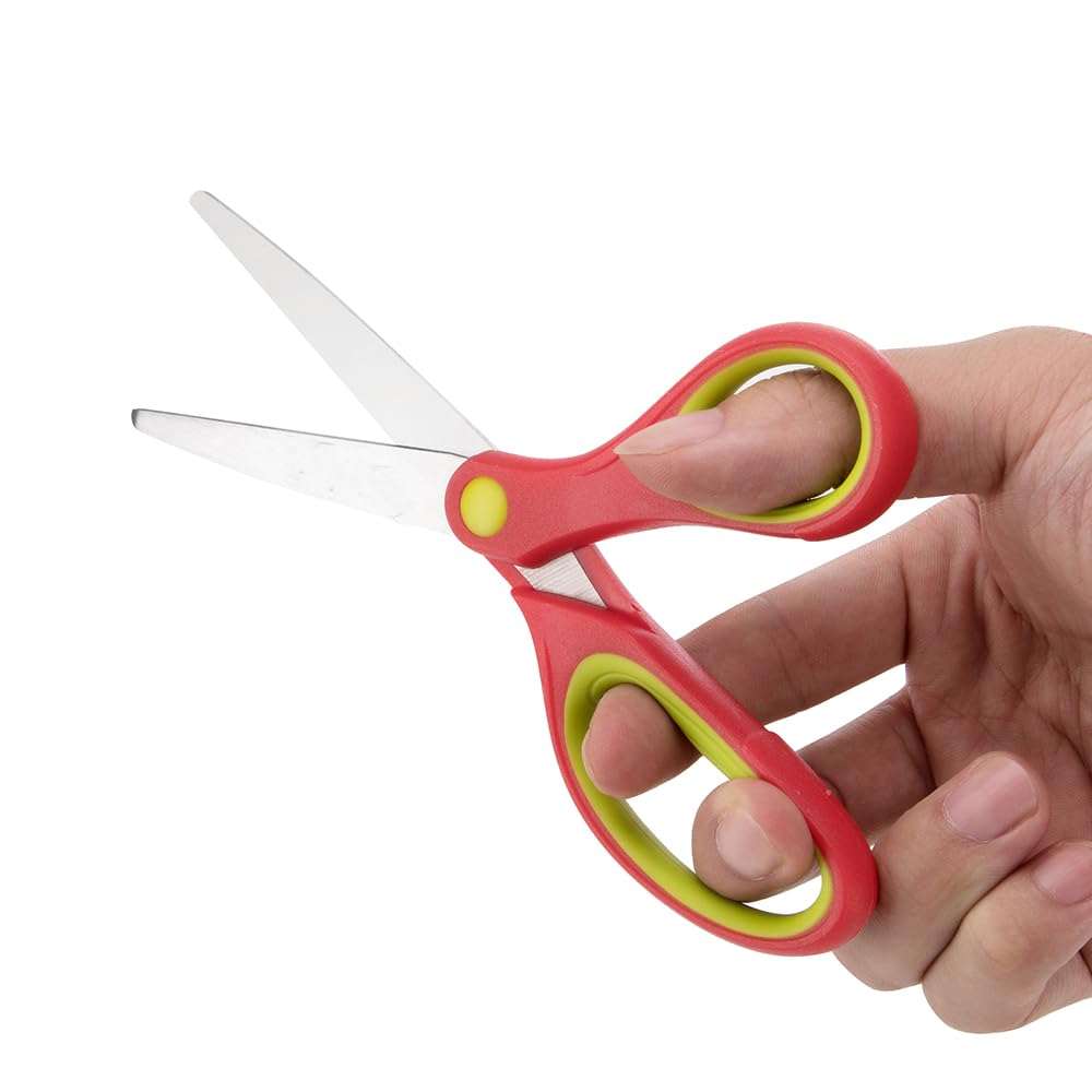 Students Scissors (36 Pairs Teacher Pack, Rounded-tip, 7- Inch) - 7’’ Soft Touch Blunt Kids School Student Scissors Shears KT-009-R36-A (Pack of 36)