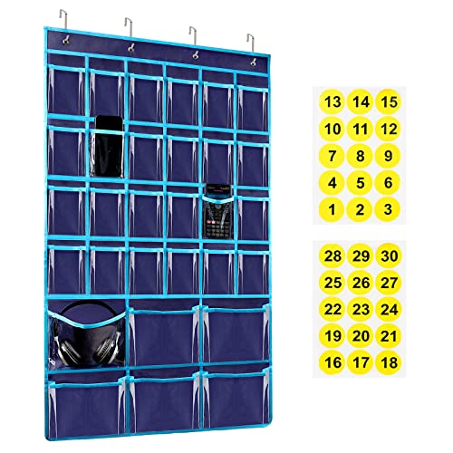 Trycooling Classroom Pocket Chart for Cell Phones Holder with Number