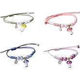 4 Pcs Unique Mushroom Bracelets Beaded Colorful Luck String Rope Chain Cord Thread Braided Bracelet Good Protection Friendship Wish Bracelet Jewelry for Women Girls