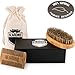 Beardnic Beard Brush & Beard Comb Kit by All-Natural Handmade Set with Beautiful Cotton Travel Pouch and Magnetic Gift Box | Sturdy Boar Bristles for Facial Hair Grooming