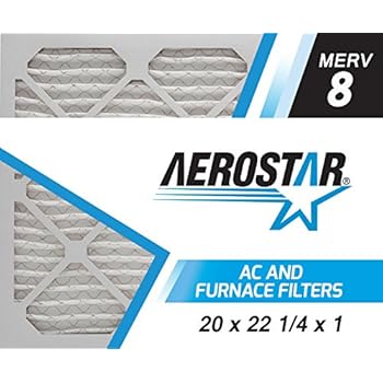 Aerostar 20x22 1/4x1 MERV 8, Pleated Air Filter, 20 x 22 1/4 x 1, Box of 4, Made in The USA