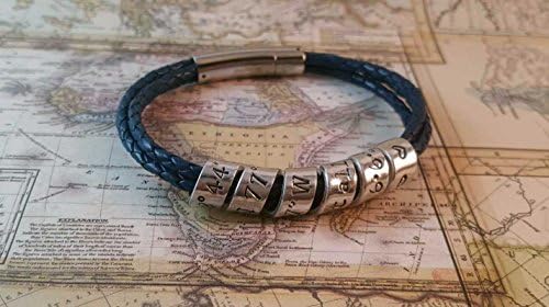 Men's Personalized Secret Message Bracelet, Custom Leather Bracelet, Hand Stamped, Anniversary Gift for Men, Gift for Boyfriend, Boys Bracelet