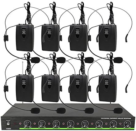 Aockbuy Sm1081 Rack Mount 24 Channel Wireless Microphone System with 8 Headsets