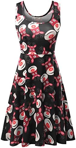 Malist Women's Chrismas Halloween Midi Dress Sleeveless A Line Flared Dress