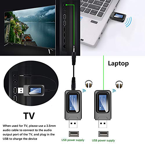 ZIIDOO Visualization Bluetooth Transmitter and Receiver,USB Bluetooth 5.0 Transmitter with