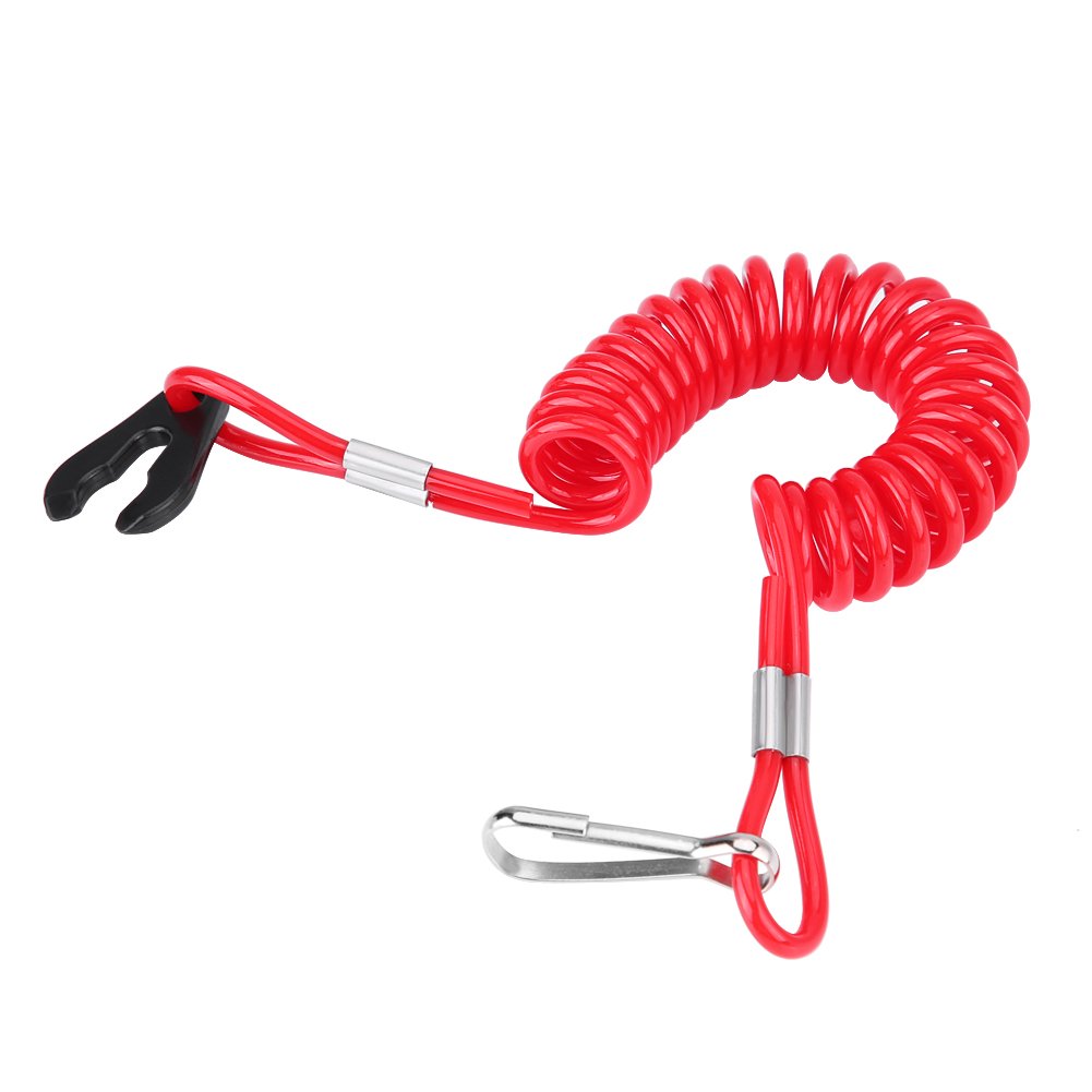 Outboard Kill Switch Key, Wearproof Red Extendable Outboard Engine Stop Lanyard for Motorboats