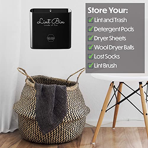 Matte Black Lint Bin Laundry Room Organization Decor Farmhouse