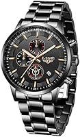 LIGE Herren Uhren Schwarz Edelstahl Wasserdicht Männer Armbanduhr Elegant Analog Quarz Herrenuhr Sport Militär...
