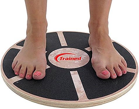 Trained Premium Quality WOODEN BALANCE BOARD By, Non-Slip Surface, Portable, Ideal For Fitness, Yoga &amp; Board Sports, Improves Balance &amp; Motor Skills