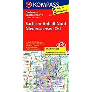 KOMPASS Großraum-Radtourenkarte Sachsen-Anhalt Nord – Niedersachsen Ost, 1:125000: Großraum-Radtourenkarte 1:125000, GPX-Daten zum Download: 2-delige fietskaart 1:125 000: 3705 Landkaart – Gevouwen Kaart, 3 februari 2017
