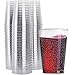 WDF 100pcs 12OZ Silver Cups,Disposable Premium Wedding Silver Glitter Plastic Cups for Party