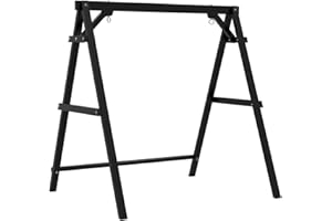 VINGLI Heavy Duty 660 LBS Wooden Swing Frame with Extra Bottom Connection Board, Upgraded A-Frame Porch Swing Bench Stand for Indoor & Outdoor (Black)