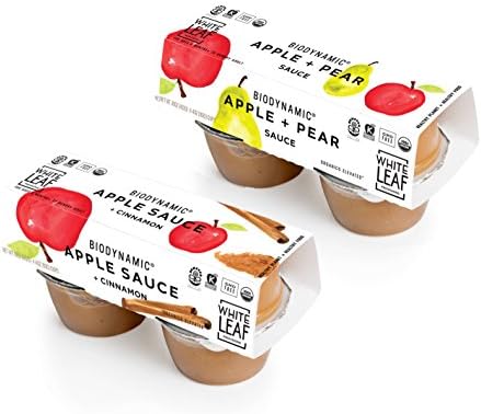 White Leaf Provisions — 4 oz. 8 Cups of Organic Biodynamic Apple & Pear Sauce and Apple + Cinnamon Sauce