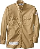 Bulwark Flame Resistant 7 oz Cotton/Nylon Excel FR ComforTouch Dress Uniform Shirt with Tailored Sleeve Plackets, Topstitched Cuff