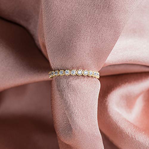 PAVOI 14K Gold Plated Rings Cubic Zirconia Band | Marquise Milgrain Eternity Bands | Gold Rings for Women - Image 6
