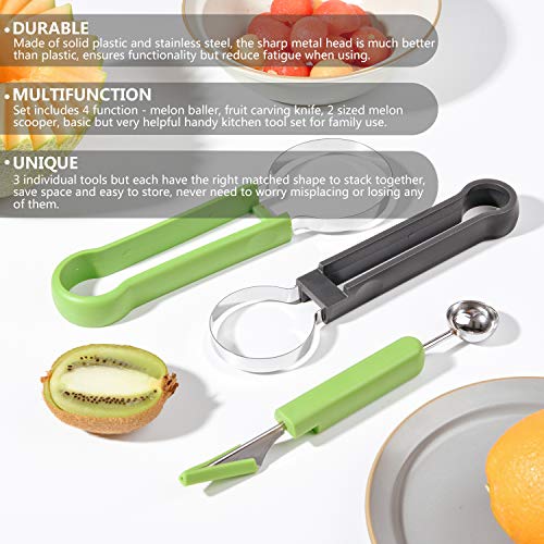 Melon Baller Scoop Set, 4 In 1 Stainless Steel Fruit Tool Set Melon Baller Carving Knife Fruit Scooper Seed Remover For Fruit Slicer Dip Pulp Separator