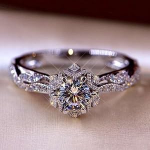 Women's Gorgeous Round Cubic Zirconia Eternity Ring - Shiny CZ Proposal & Wedding Band