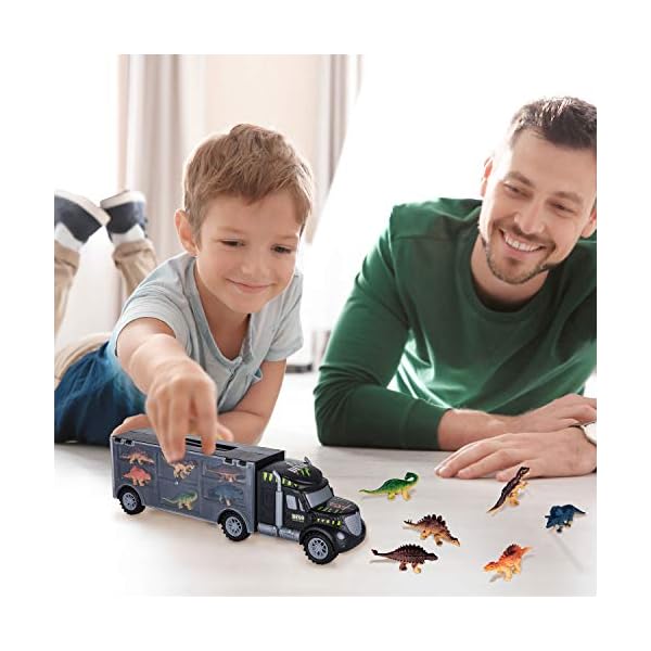 ASTOTSELL Dinosaurs Transport Car Carrier Truck Toy with 6 Pieces Mini Dinosaur Kids Educational Toys - for Kids ages 3…