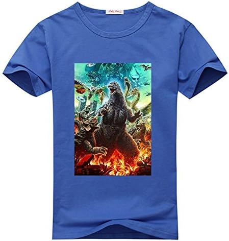 Sunny Men's Multicolored Custom Classic Cotton T-Shirt With Godzilla X-Large