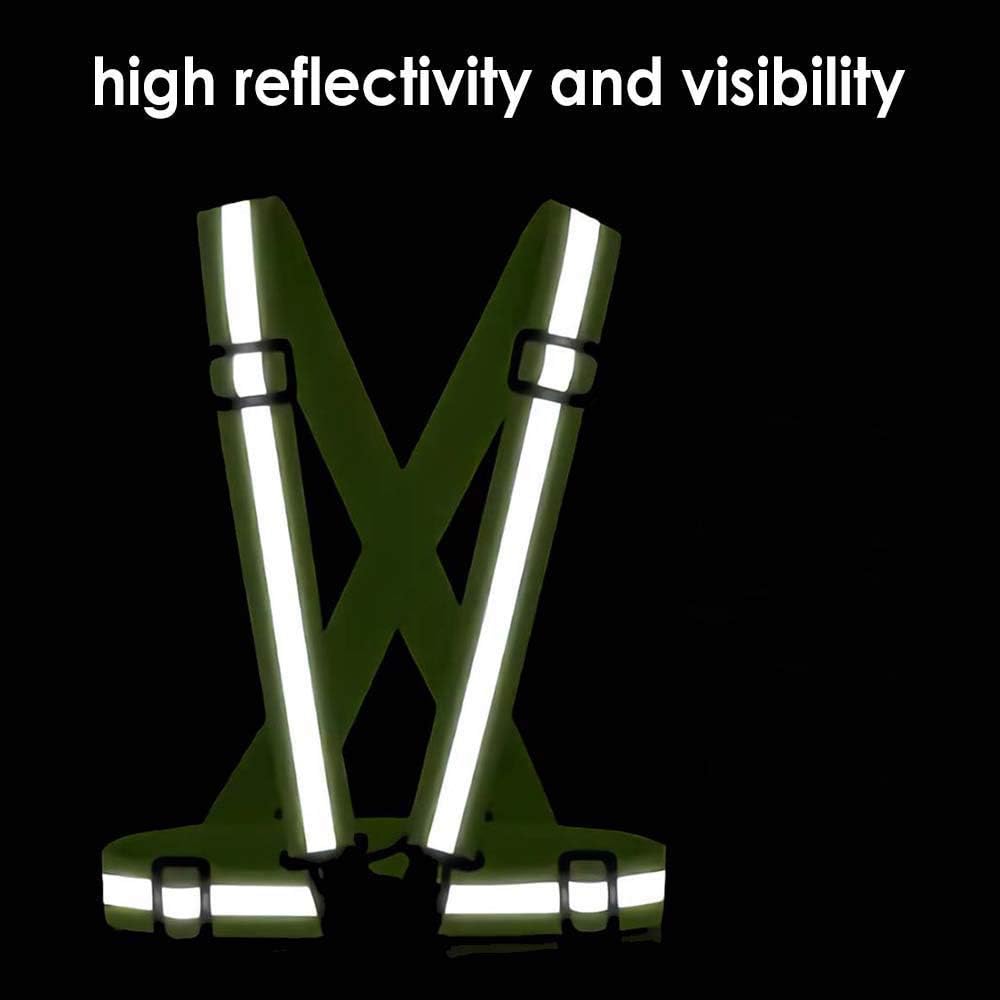 Reflective Vest (2 Pack) Lightweight, Adjustable & Elastic Safety & High Visibility for Running Jogging, Walking, Cycling Fits Over Outdoor Clothing - Motorcycle Jacket Outdoor Gear (Green) - - 
