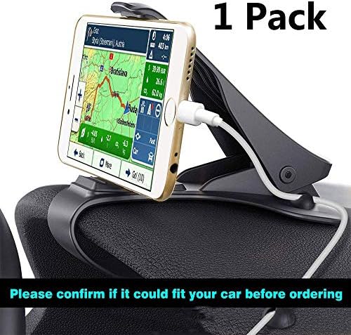 Glamore Car Phone Holder, No Blocking for Sight, Design with Cable Clips, Durable Dashboard Car Phone Mount for iPhone X 8 Plus 7 6s SE Samsung Galaxy S5/S6/S7/S8 (Black-1Pack)