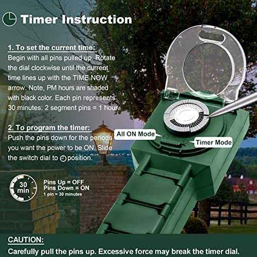 BESTTEN 24Hour Mechanical Timer, Outdoor Power Strip with 12Foot
