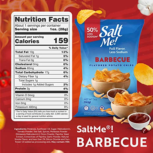 SaltMe! Barbecue Better For You Potato Chips 6ct 5oz Bags 50 Less