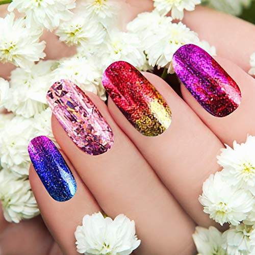 Duufin 50 Colors Nail Foil Transfer Sticker Starry Sky Foil Nail Art Stickers Nail Foil Wraps Nail Adhesive Foil Transfer Glitters Acrylic DIY Decoration Kit