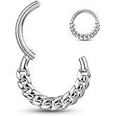 Twolobes Septum rings hoops,1PCS 16G/8mm Ring Multi-Cones Surgical Stainless Steel Nose Ring Hoop Jewelry Clicker Cartilage Earring Hinged Segment Daith Piercing