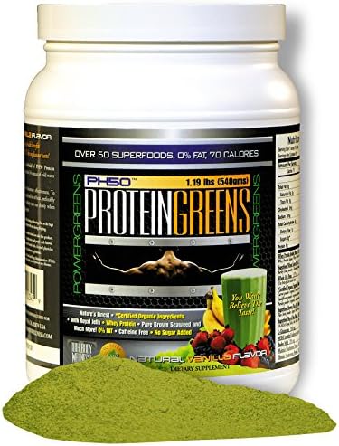 Protein Greens Powergreens Shake by Total Body Wellness, with Certified Organic Ingredients, Protein Isolate Blend and Over 50 SuperFoods with Probiotics and Enzymes, 1.19 Pounds - Vanilla Flavor