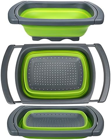 Collapsible Colanders, Kitchen Strainer Kitchen Strainer for Draining Fruit Vegetable Dishwasher with Handles (Green)