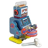 Off the Wall Toys Vintage Style 3.5" Tin Robot Drummer Mini