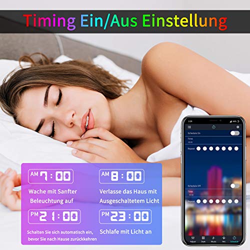 Morfone LED Strip 12M LED Streifen 5050 RGB, APP-Steuerung Bluetooth Musikalische Lichtband mit 44 Tasten Fernbedienung, 360 Leds 12V Netzteil LED Band für TV, Haus, Party, Bar Dekoration (2x6M)