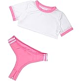 YUANMO Women Anime Cosplay Costume Japanese Uniform Lingerie Outfit Top with Thong 2Ps Set