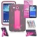 EpicGadget I Stand Heavy Duty Rugged Hybrid Build in Kickstand Protective Case for Samsung Tablet Galaxy Tab 3 Bundle with Stylus Pen & Screen Protector - Gray, Pink