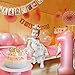 First Birthday Decorations & Party Supplies by Aliza | Monthly Milestone Banner - One Cake Topper – 1st Birthday Hat - Balloons - Pink Paper Fans – The Complete Baby Girl Party Decor Set