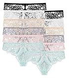 12-Pack: Free to Live Women's Floral Lace Stretchy Bikini Panties
