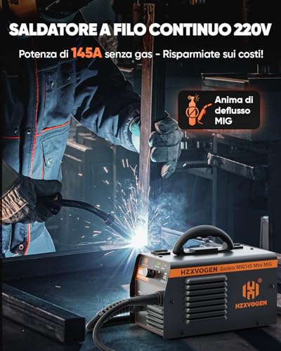 No Gas Continuous Wire Welding Machine, 145A Mini Portable Welding Machine with 1 kg Cored Wire 0.8 mm, Inverter MIG Welding Machine