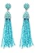 NLCAC Women's Beaded tassel earrings Long Fringe Drop Earrings Dangle Turquoise