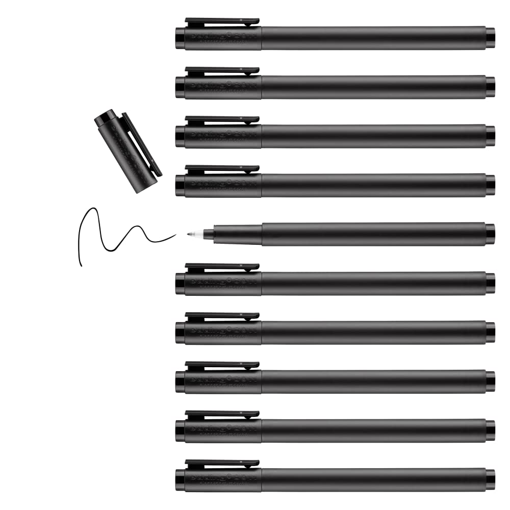 edding 8011 cleanroom marker - black - 10 pens - fine round tip 0.6 mm - for writing on cleanroom paper, foils, laminated paper - low-dust product without label