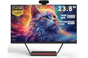 All-in-One Desktop Computer 23.8" IPS Core i5-7300HQ 16GB RAM 512GB SSD with Keyboard & Mouse Detachable Webcam Wi-Fi 6 Bluet