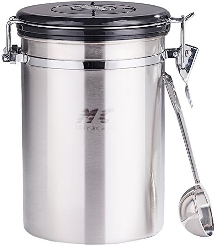 MC MIRACASE Large Airtight Coffee Canister with Built-in Valve and Stainless Steel Scoop, 20 oz