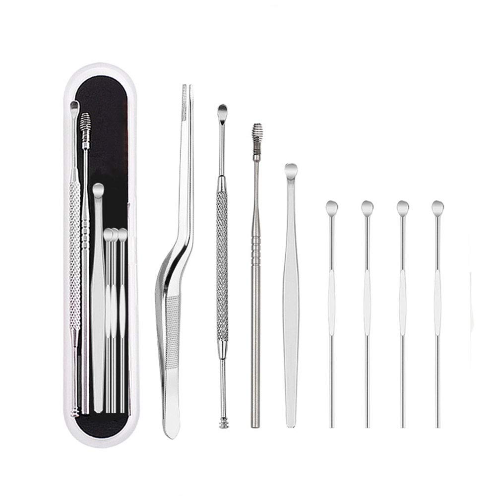 Ear Cleaning Set, Stainless Steel Spiral Ear Wax Cleaner Removal Tool Kits with Storage Box for Adults Men Women 8 Pcs