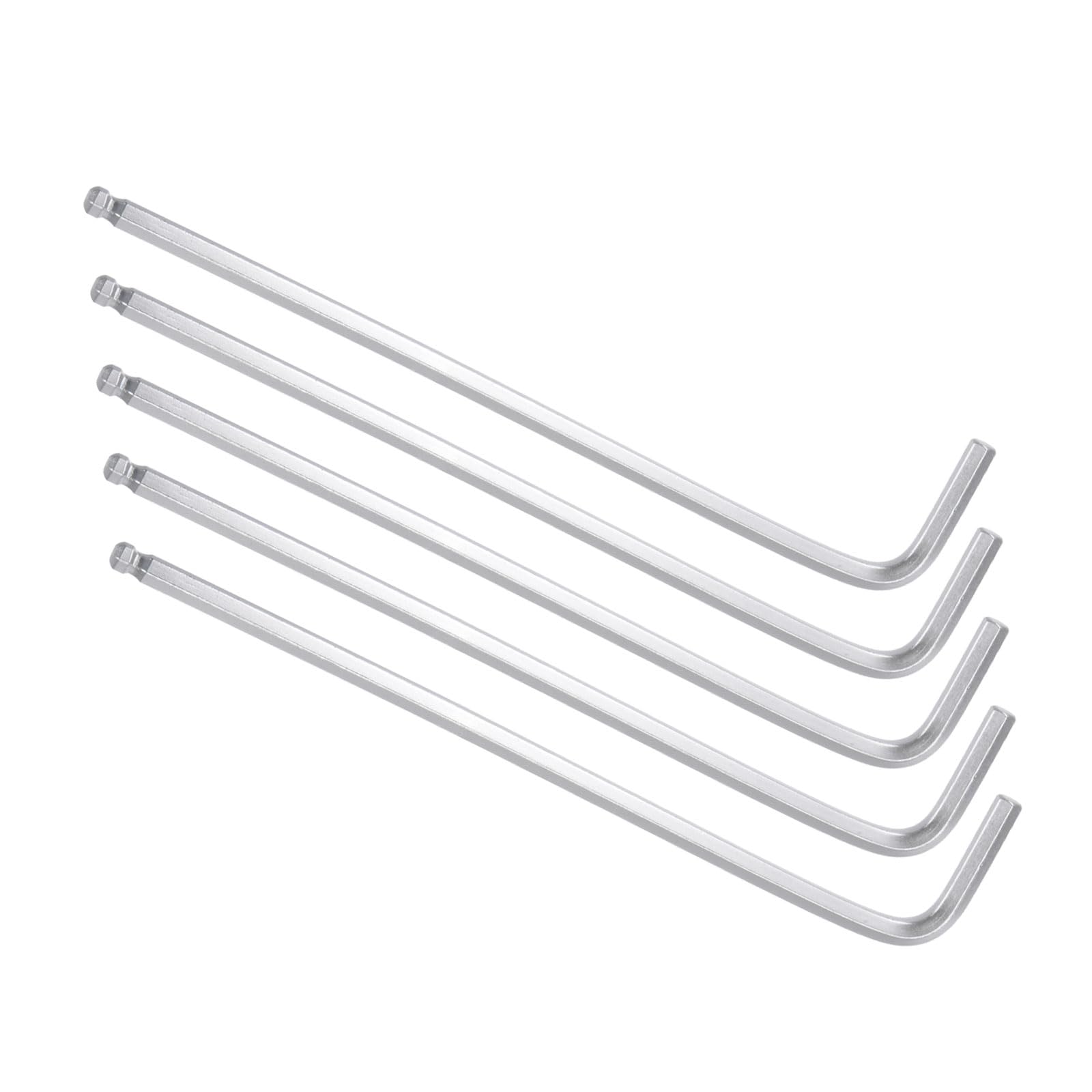 CoCud L-Handle Ball End Hex Key Wrench, 3/16" SAE, 40cr Alloy Steel L-Shape Long Arm Hexagon Head Spanner - (Applications: for Home Repair and Mechanical Maintenance), 5-Pieces