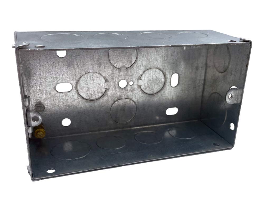 Klite 47mm Double 2 Gang Wall Pattress Metal Back Box Flush Mounted for Electrical Sockets Switches x1