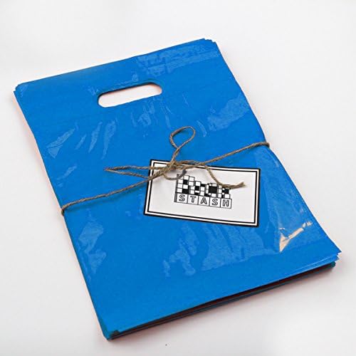 Packstash 9" x 12" (100 Qty) Royal Blue Retail Merchandise Plastic Shopping Bags - (Small) Premium Tear-Resistant Film, Double Thick Handles, Vibrant Glossy Finish