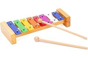 CeleMoon 8 Notes Colorful Wooden Xylophone Glockenspiel for Kids and Toddlers, Musical Instrument Drum Toy with Accurate Sounds Educational Preschool Learning for Children Boys Girls