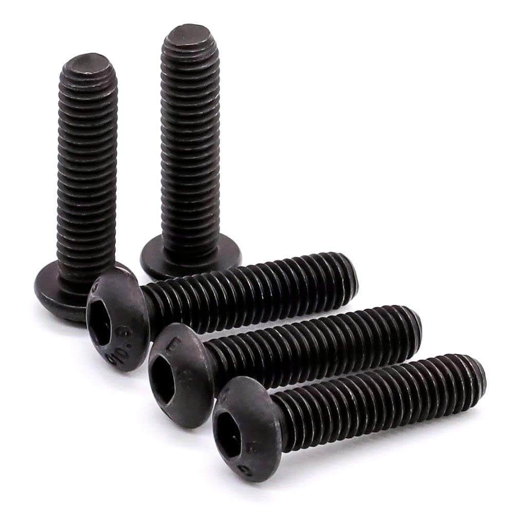 5/16-18 x 5/8 inch (20 pcs) Button Head Socket Cap Screws, Black Oxide Finish, 10.9 Alloy Steel, Full Thread UNC, Furniture 3D Printer Projector Screws, Socket Wrench Allen Hex Drive