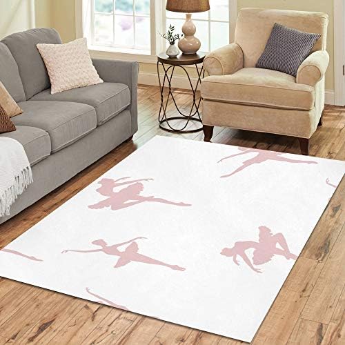 Cute Ballerina Pink Girl Large Custom Non Slip Modern Floor Oriental Area Rug Commercial Carpet Pad Mat for Basement Bedroom Living Room Kitchen Home Decor 5' X 7' Indoor