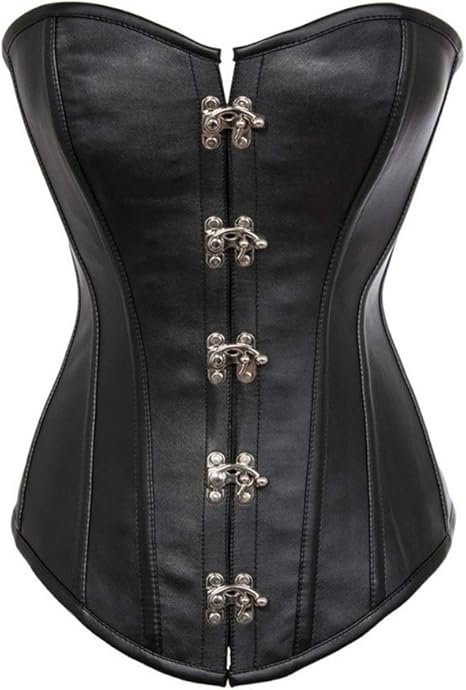 Amazon Co Jp ファッション レザー スチールボーン コルセット のコルセット 女性はひもで締めます クリンチャー ビスチェ ランジェリー ゴシック コルセットトップ Black Xs ホーム キッチン